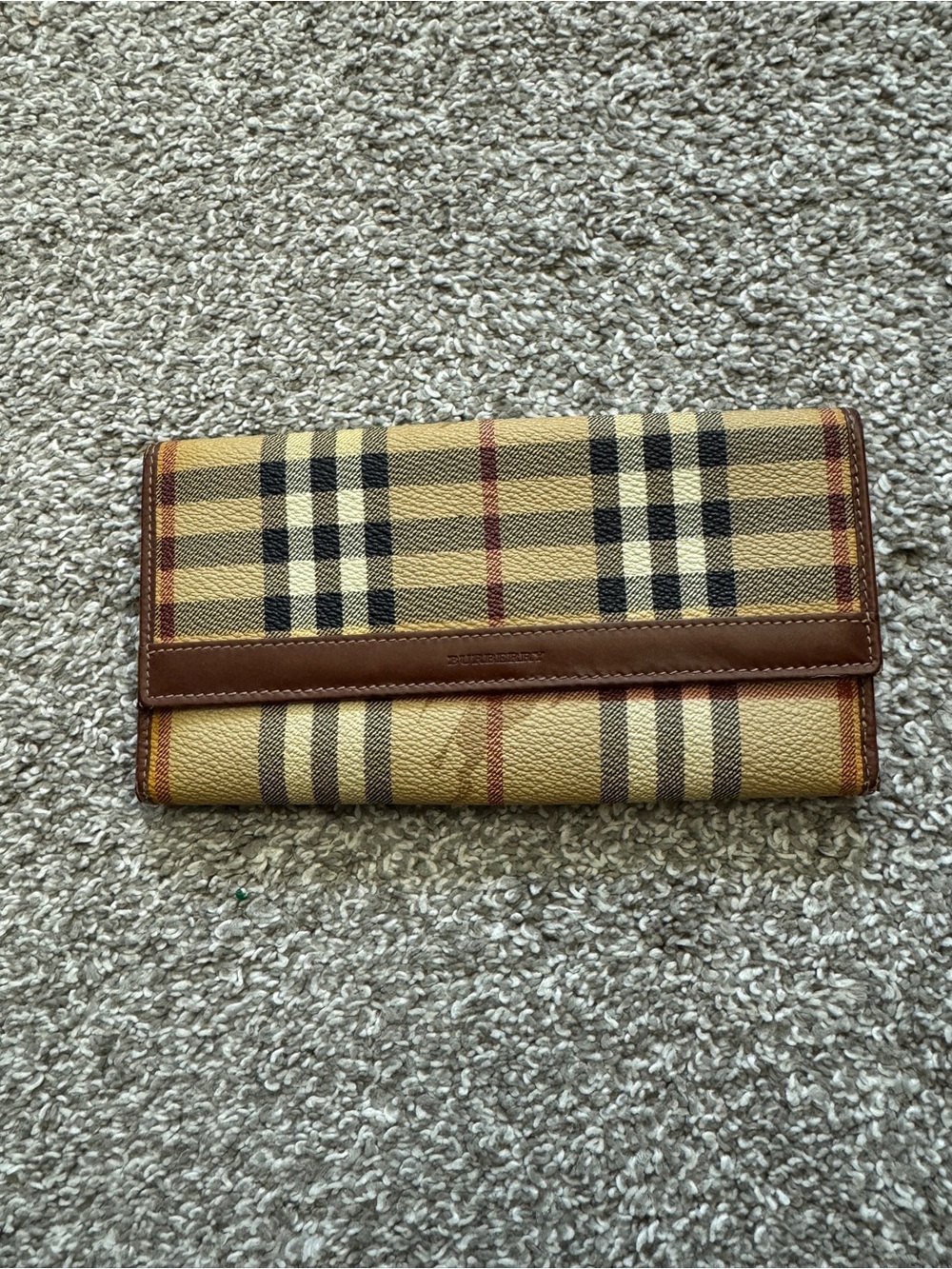 Burberry Beige Check Fold Wallet